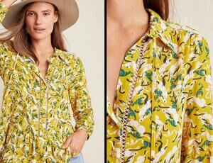 New Without Tags Anthropologie Maeve Janie Flounced Peasant Blouse